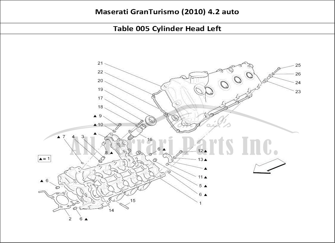 Ferrari Parts Maserati GranTurismo (2010) 4.2 auto Page 005 Lh Cylinder Head