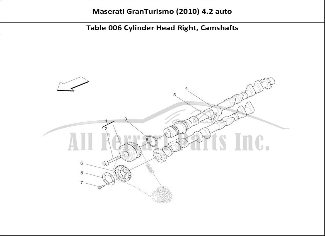 Ferrari Parts Maserati GranTurismo (2010) 4.2 auto Page 006 Rh Cylinder Head Camshaft