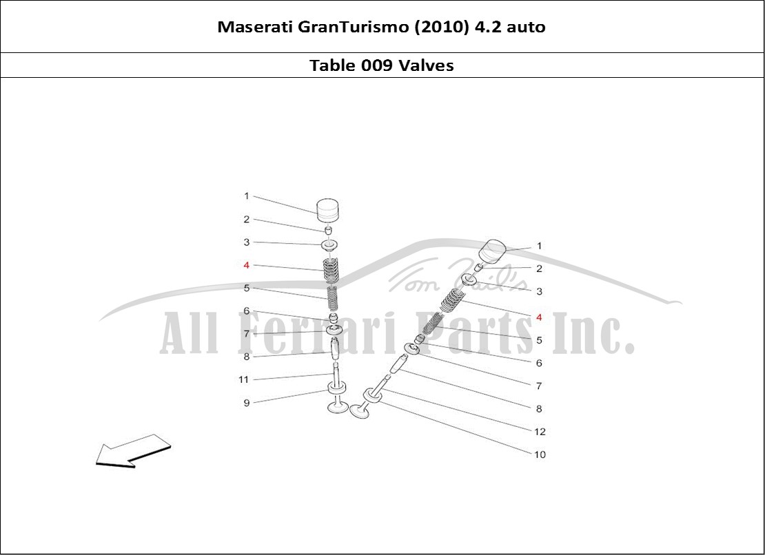 Ferrari Parts Maserati GranTurismo (2010) 4.2 auto Page 009 Valves