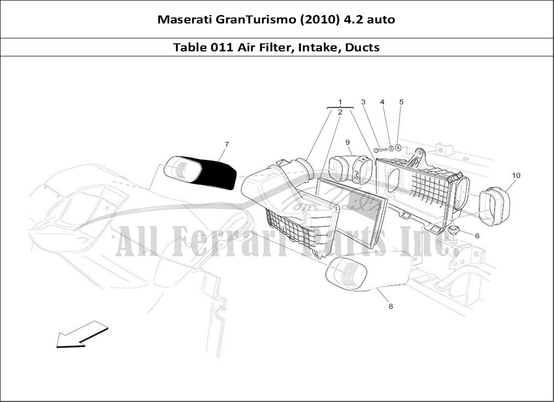 Ferrari Parts Maserati GranTurismo (2010) 4.2 auto Page 011 Air Filter, Air Intake An