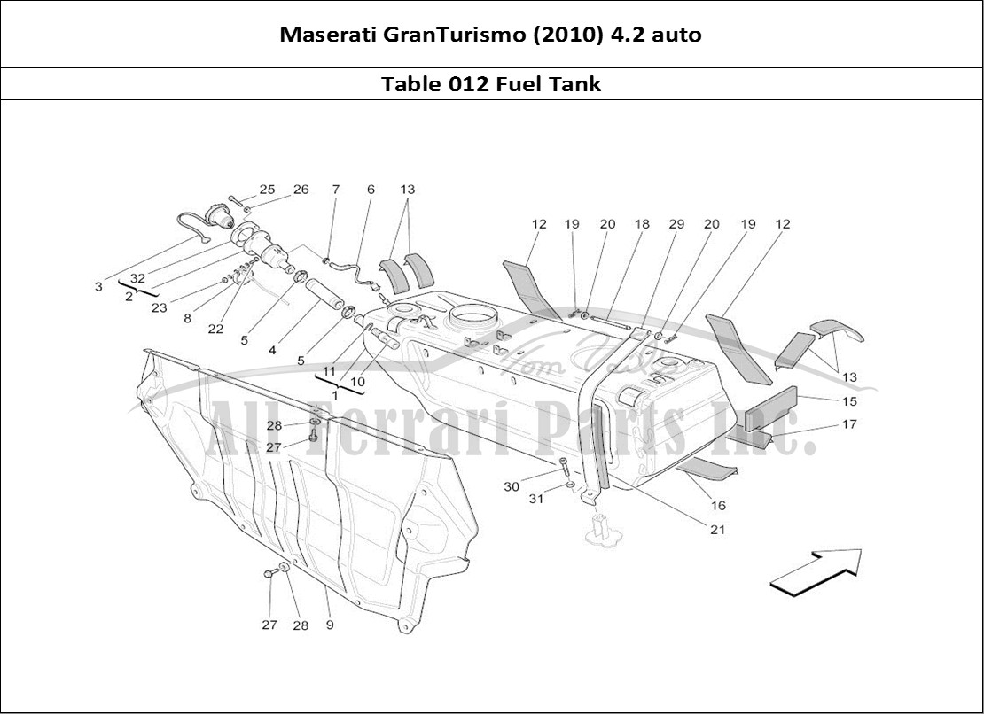 Ferrari Parts Maserati GranTurismo (2010) 4.2 auto Page 012 Fuel Tank