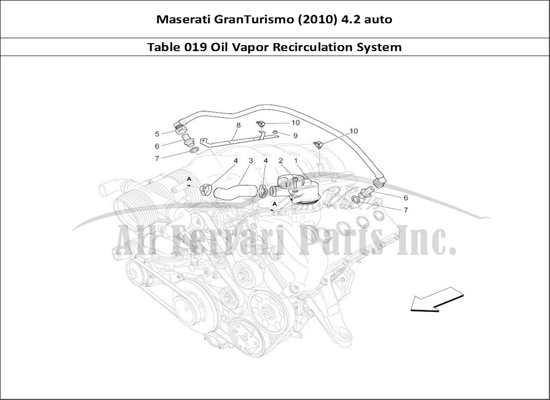 Ferrari Parts Maserati GranTurismo (2010) 4.2 auto Page 019 Oil Vapour Recirculation