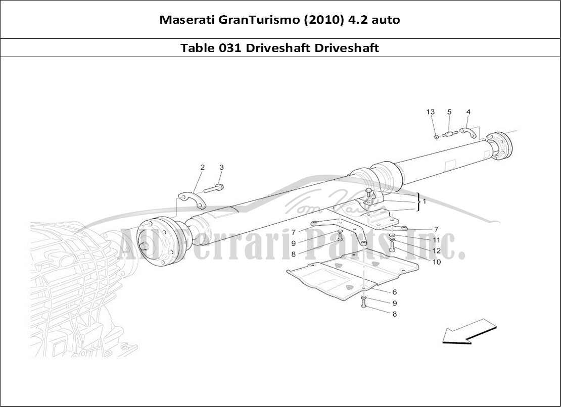Ferrari Parts Maserati GranTurismo (2010) 4.2 auto Page 031 Transmission Pipe