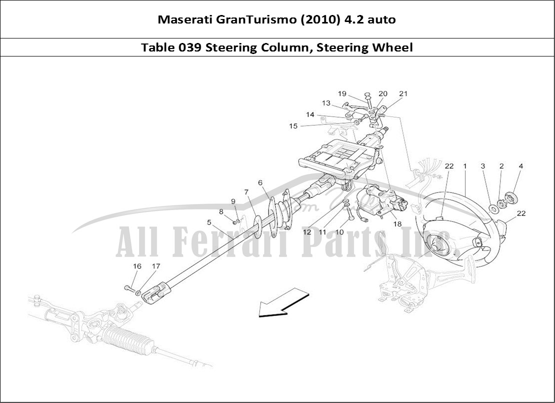Ferrari Parts Maserati GranTurismo (2010) 4.2 auto Page 039 Steering Column And Steer