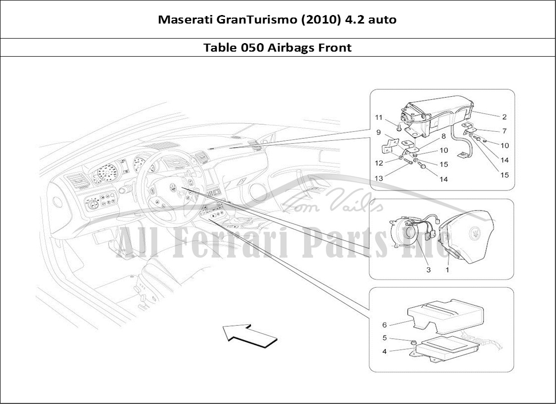 Ferrari Parts Maserati GranTurismo (2010) 4.2 auto Page 050 Front Airbag System