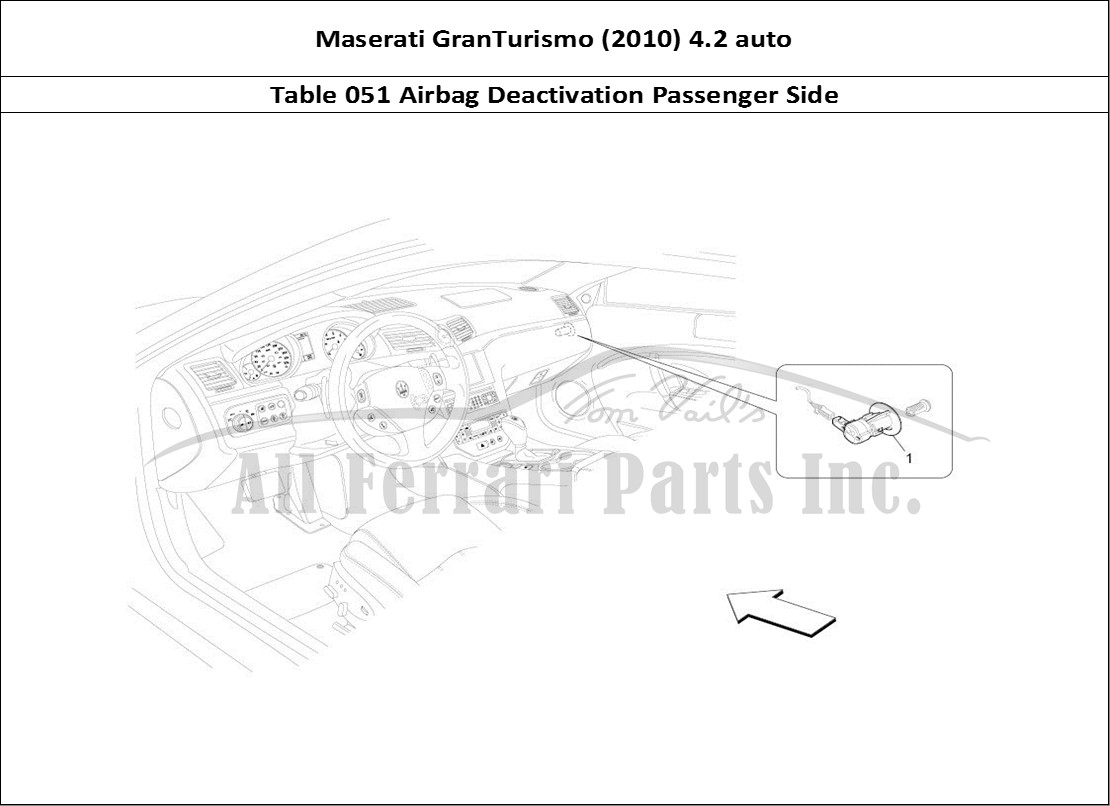 Ferrari Parts Maserati GranTurismo (2010) 4.2 auto Page 051 Passenger's Airbag-deacti
