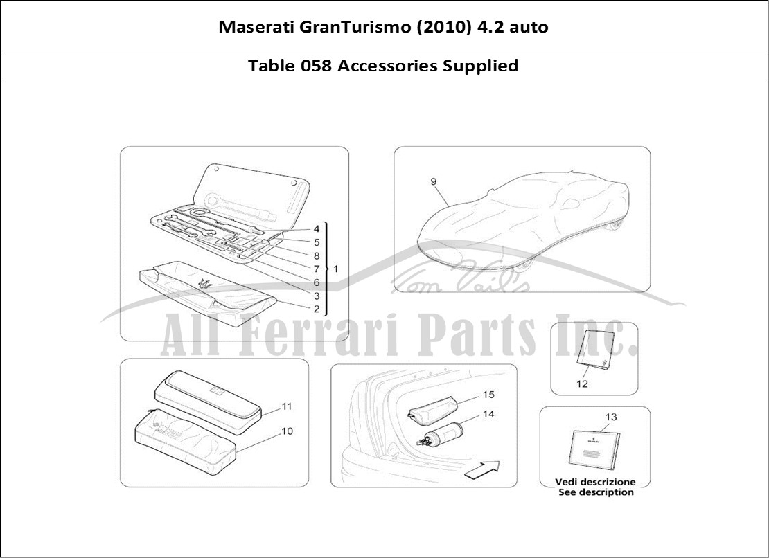 Ferrari Parts Maserati GranTurismo (2010) 4.2 auto Page 058 Accessories Provided