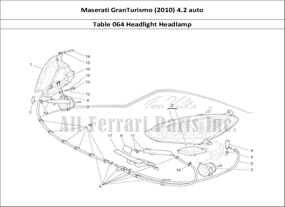 Ferrari Parts Maserati GranTurismo (2010) 4.2 auto Page 064 Headlight Clusters
