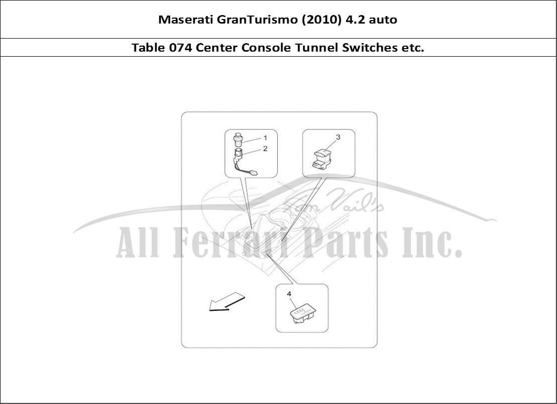 Ferrari Parts Maserati GranTurismo (2010) 4.2 auto Page 074 Centre Console Devices