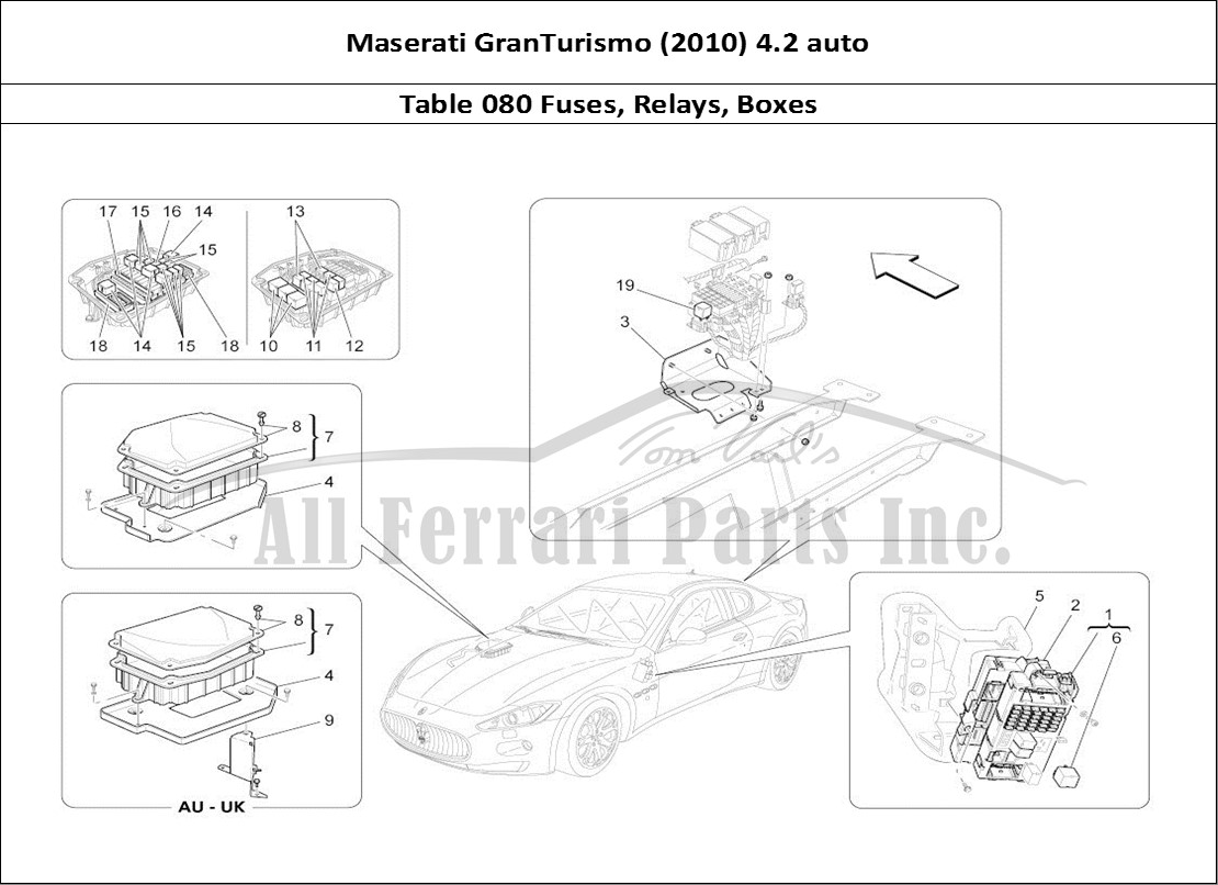 Ferrari Parts Maserati GranTurismo (2010) 4.2 auto Page 080 Relays, Fuses And Boxes