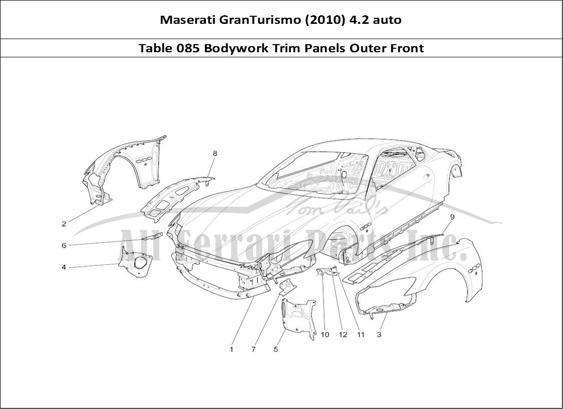 Ferrari Parts Maserati GranTurismo (2010) 4.2 auto Page 085 Bodywork And Front Outer