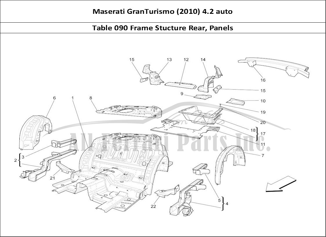 Ferrari Parts Maserati GranTurismo (2010) 4.2 auto Page 090 Rear Structural Frames An