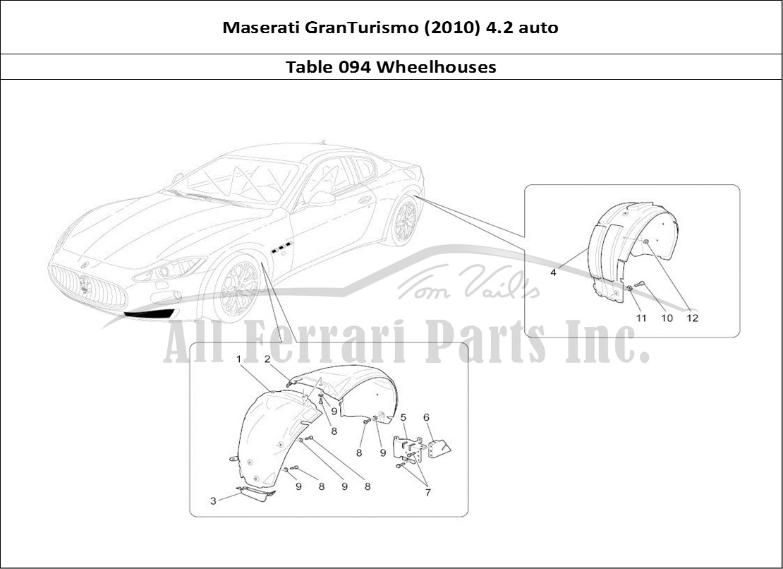 Ferrari Parts Maserati GranTurismo (2010) 4.2 auto Page 094 Wheelhouse And Lids
