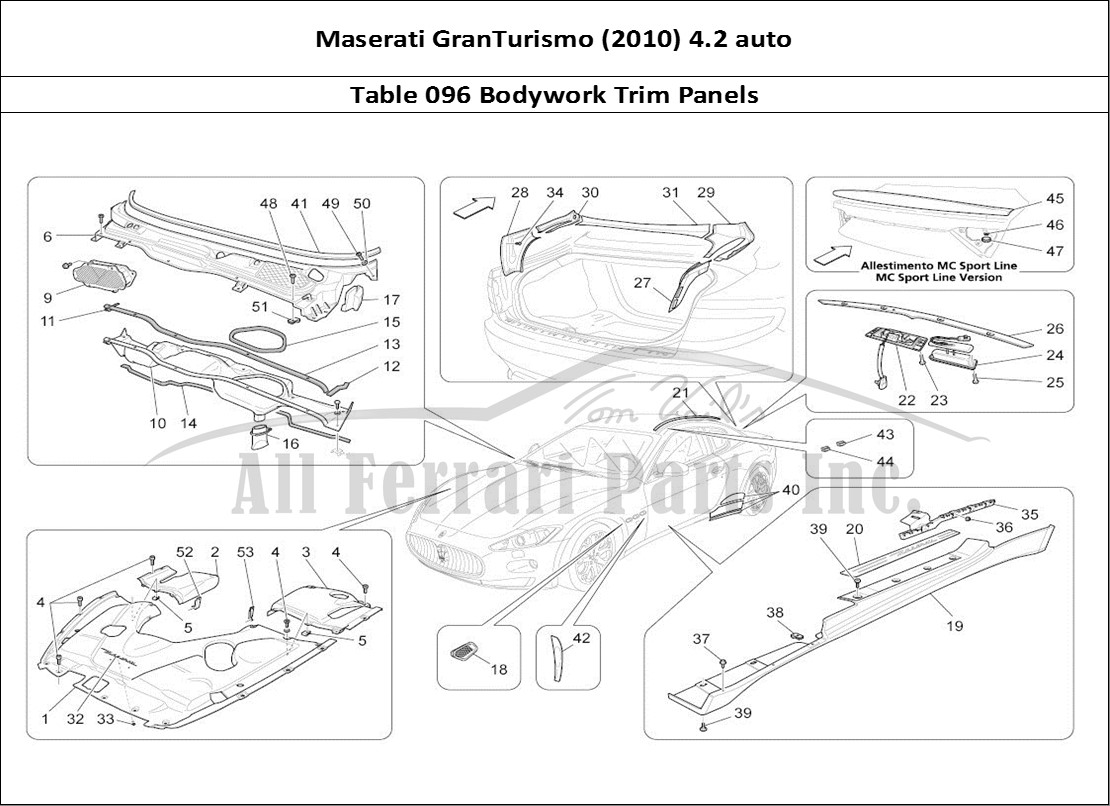 Ferrari Parts Maserati GranTurismo (2010) 4.2 auto Page 096 Shields, Trims And Coveri
