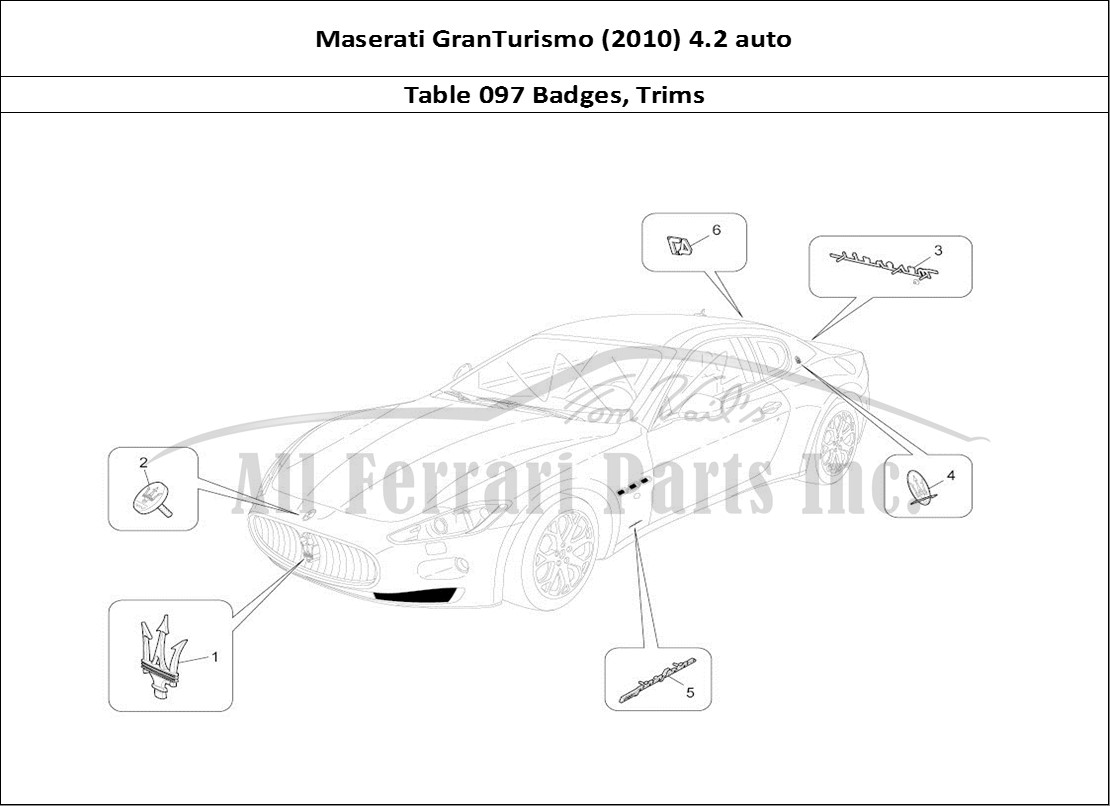 Ferrari Parts Maserati GranTurismo (2010) 4.2 auto Page 097 Trims, Brands And Symbols