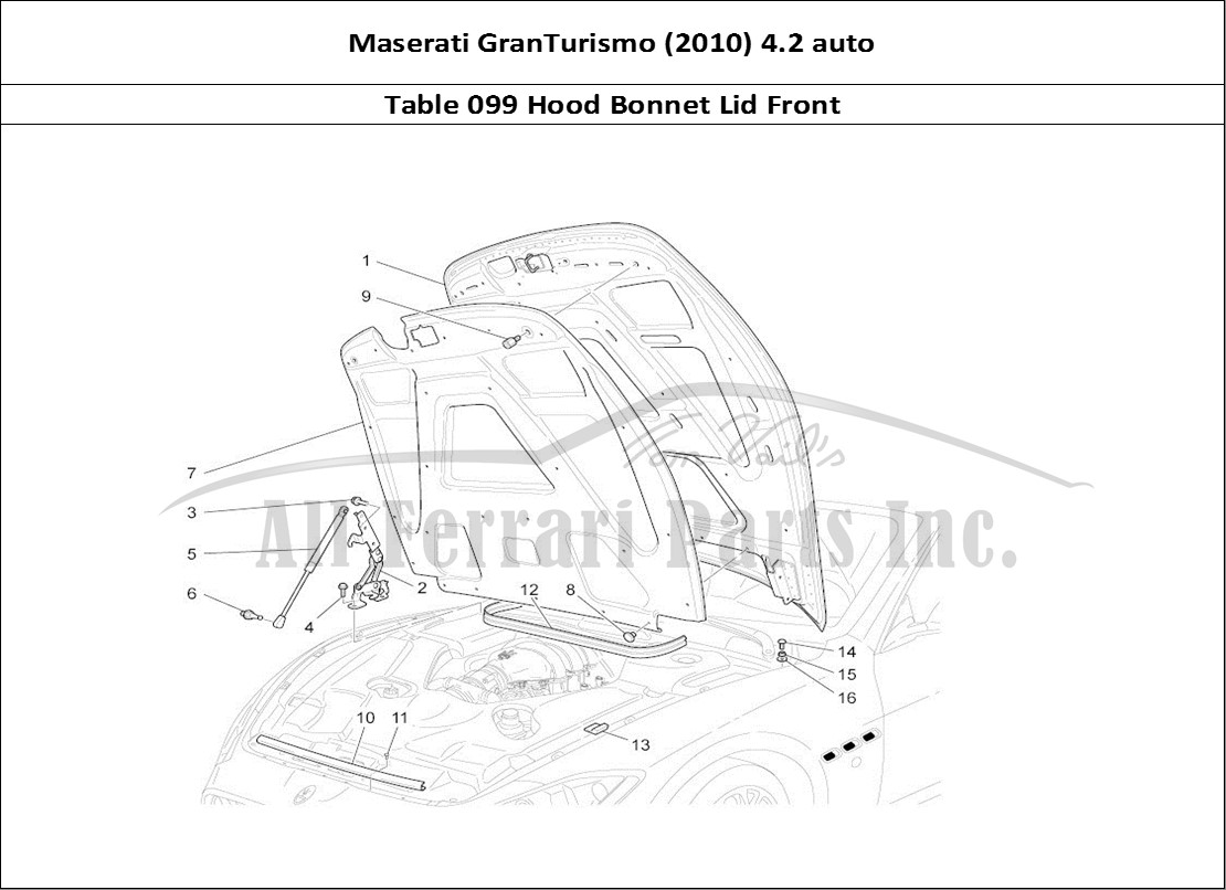 Ferrari Parts Maserati GranTurismo (2010) 4.2 auto Page 099 Front Lid