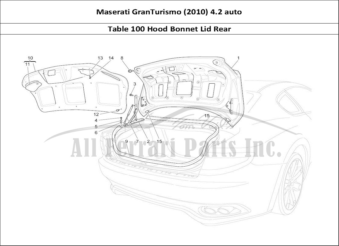 Ferrari Parts Maserati GranTurismo (2010) 4.2 auto Page 100 Rear Lid