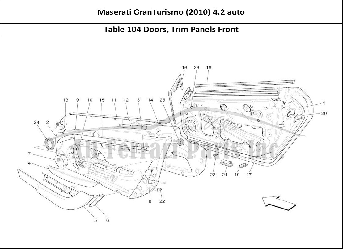 Ferrari Parts Maserati GranTurismo (2010) 4.2 auto Page 104 Front Doors: Trim Panels