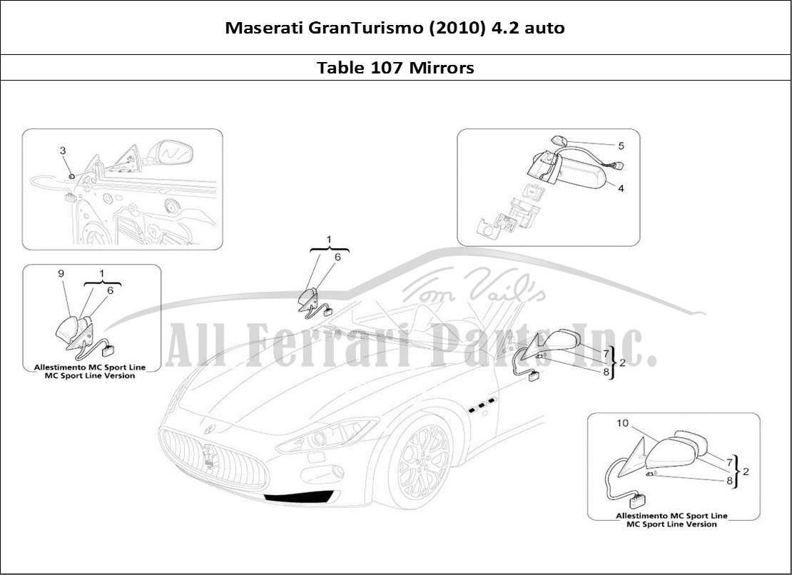 Ferrari Parts Maserati GranTurismo (2010) 4.2 auto Page 107 Internal And External Rea