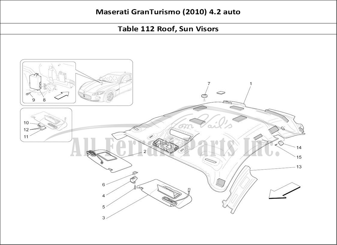 Ferrari Parts Maserati GranTurismo (2010) 4.2 auto Page 112 Roof And Sun Visors