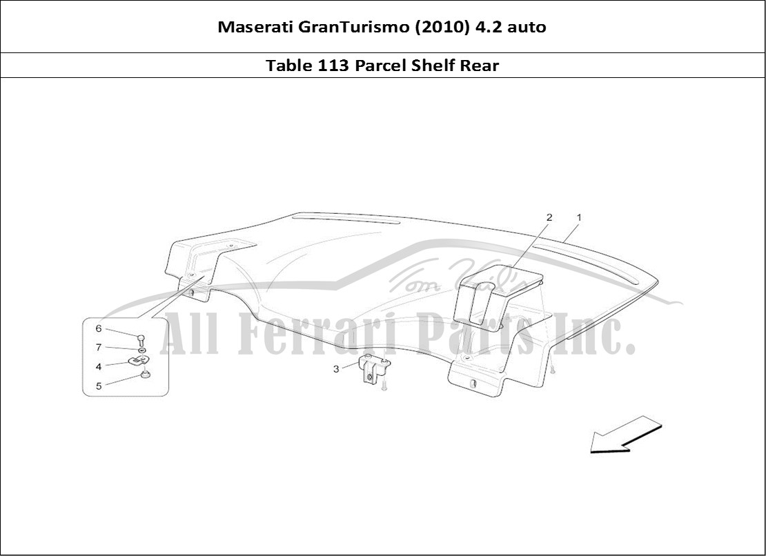 Ferrari Parts Maserati GranTurismo (2010) 4.2 auto Page 113 Rear Parcel Shelf