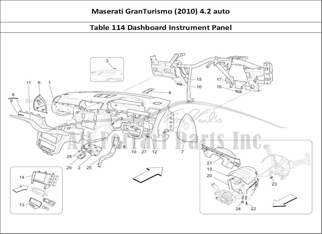 Ferrari Parts Maserati GranTurismo (2010) 4.2 auto Page 114 Dashboard Unit