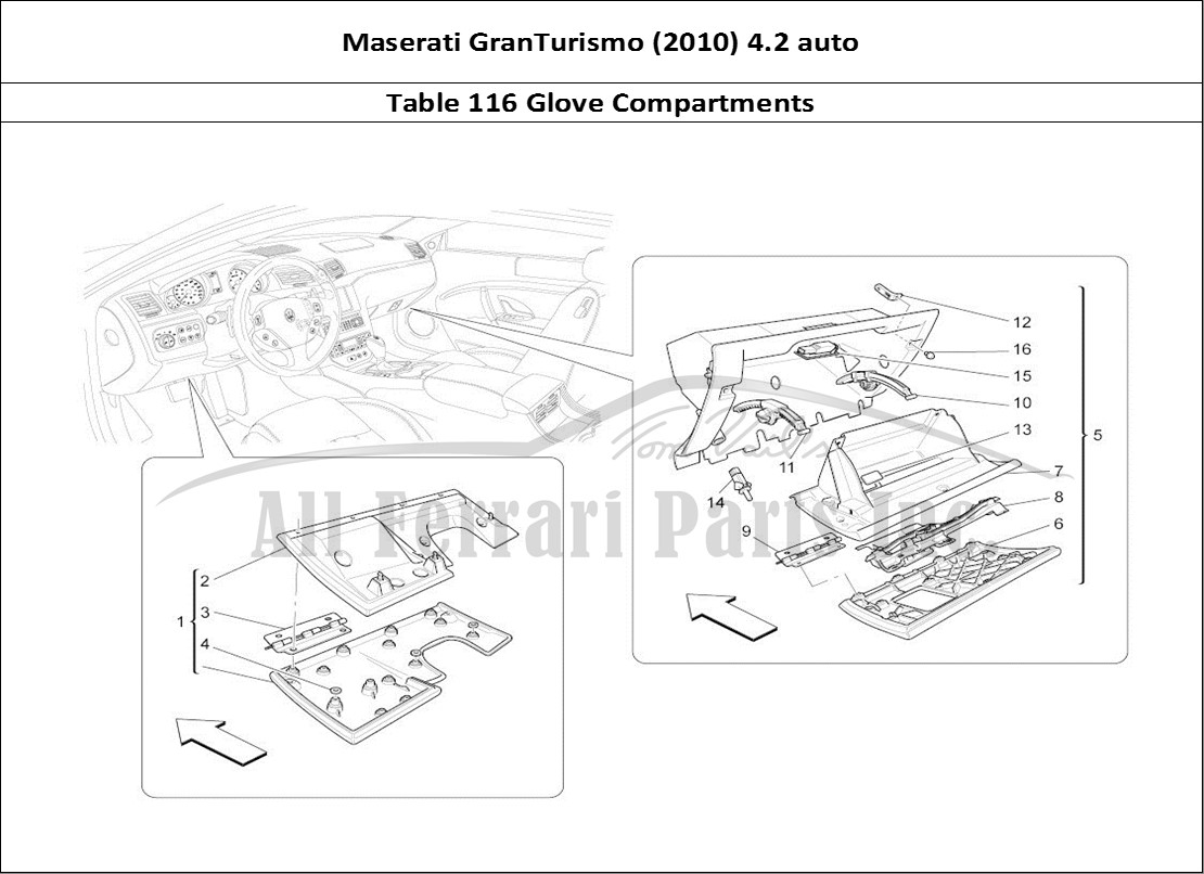 Ferrari Parts Maserati GranTurismo (2010) 4.2 auto Page 116 Glove Compartments