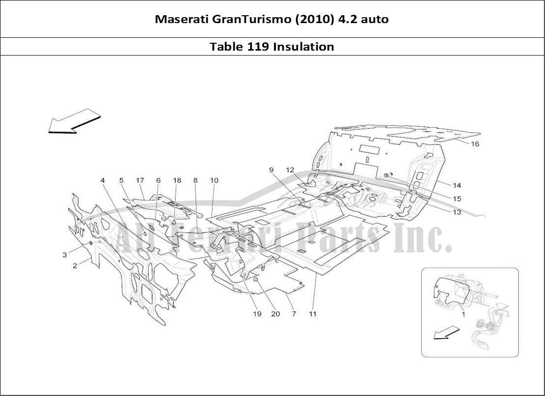 Ferrari Parts Maserati GranTurismo (2010) 4.2 auto Page 119 Sound-proofing Panels Ins