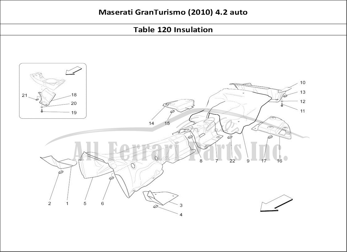 Ferrari Parts Maserati GranTurismo (2010) 4.2 auto Page 120 Thermal Insulating Panels