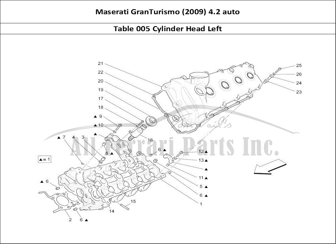 Ferrari Parts Maserati GranTurismo (2009) 4.2 auto Page 005 Lh Cylinder Head