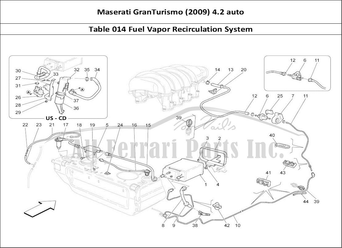 Ferrari Parts Maserati GranTurismo (2009) 4.2 auto Page 014 Fuel Vapour Recirculation