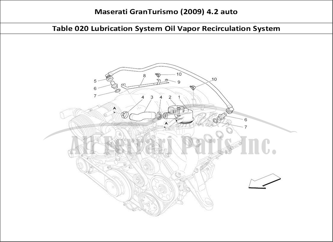 Ferrari Parts Maserati GranTurismo (2009) 4.2 auto Page 020 Oil Vapour Recirculation