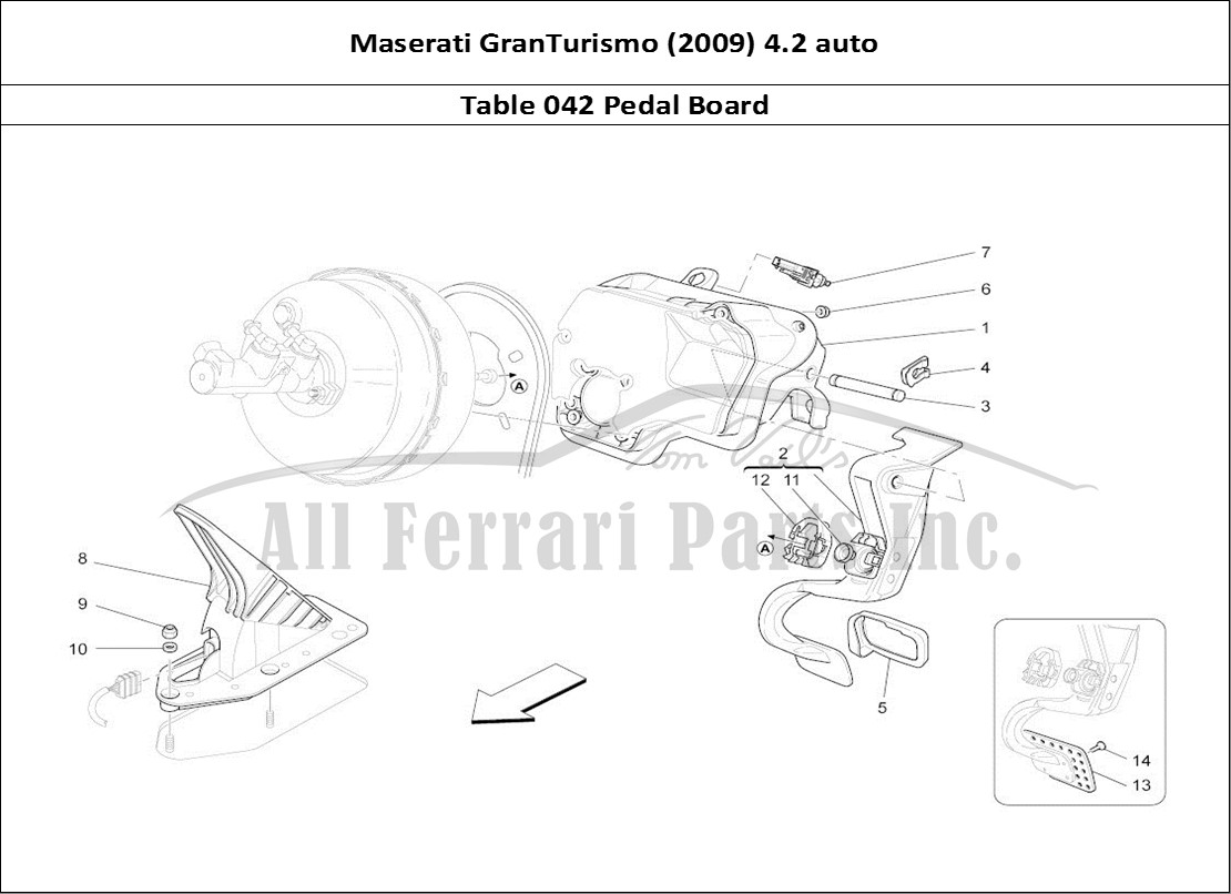 Ferrari Parts Maserati GranTurismo (2009) 4.2 auto Page 042 Complete Pedal Board Unit