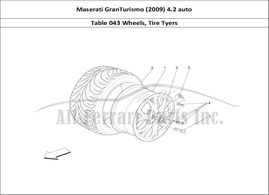 Ferrari Parts Maserati GranTurismo (2009) 4.2 auto Page 043 Wheels And Tyres
