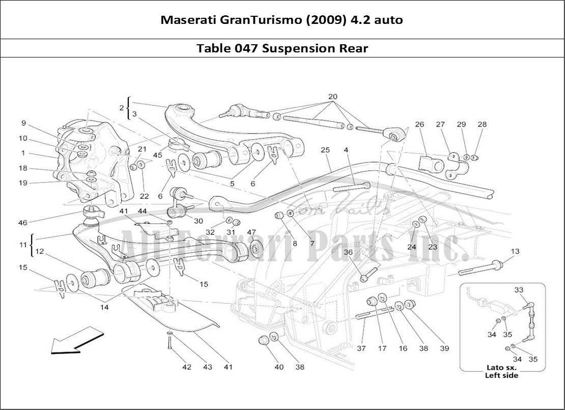 Ferrari Parts Maserati GranTurismo (2009) 4.2 auto Page 047 Rear Suspension