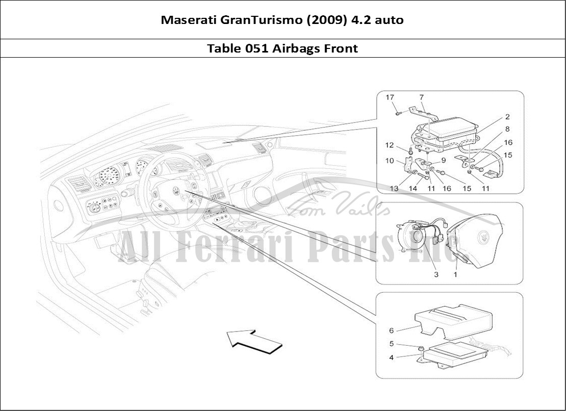 Ferrari Parts Maserati GranTurismo (2009) 4.2 auto Page 051 Front Airbag System