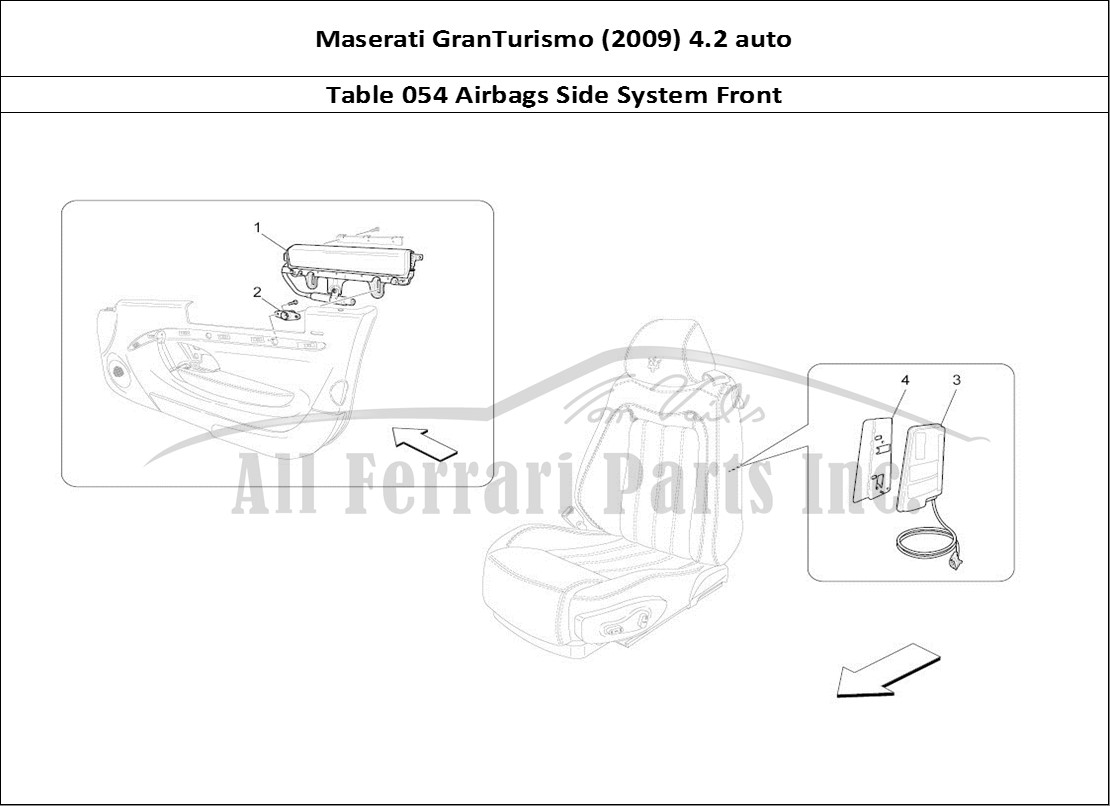 Ferrari Parts Maserati GranTurismo (2009) 4.2 auto Page 054 Front Side Bag System