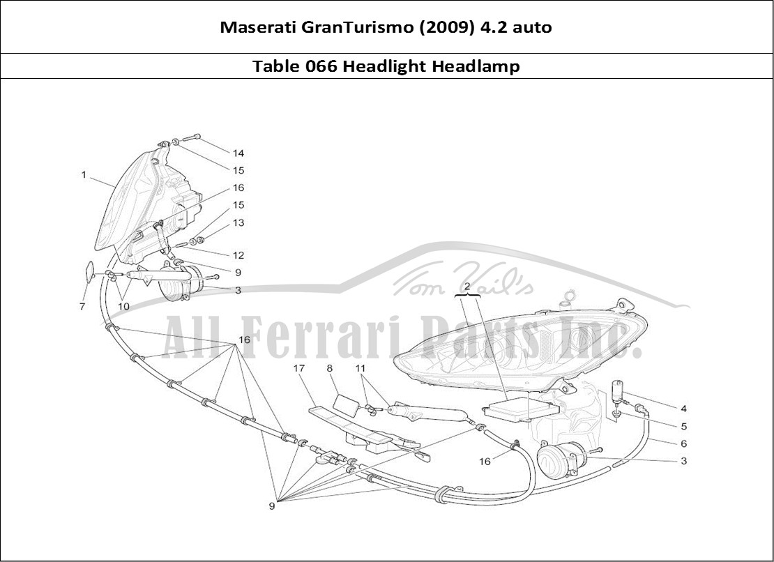 Ferrari Parts Maserati GranTurismo (2009) 4.2 auto Page 066 Headlight Clusters