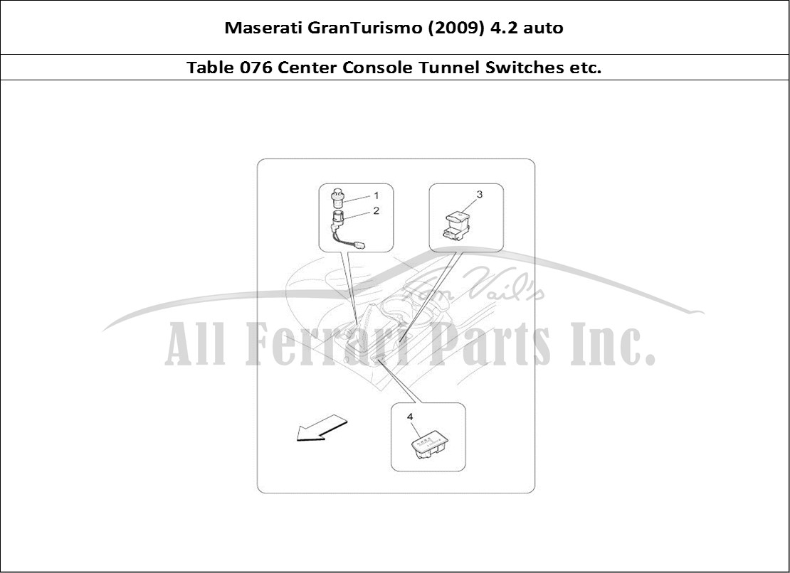 Ferrari Parts Maserati GranTurismo (2009) 4.2 auto Page 076 Centre Console Devices