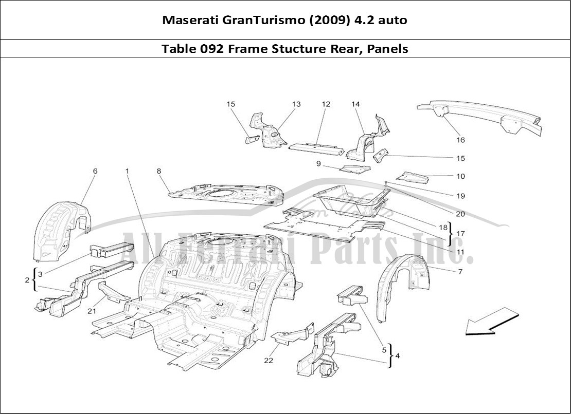 Ferrari Parts Maserati GranTurismo (2009) 4.2 auto Page 092 Rear Structural Frames An