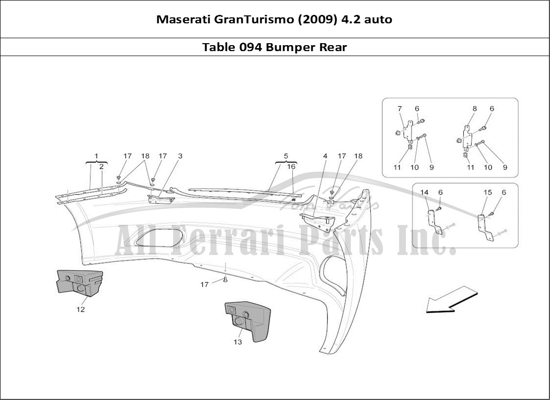 Ferrari Parts Maserati GranTurismo (2009) 4.2 auto Page 094 Rear Bumper