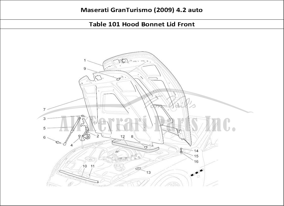 Ferrari Parts Maserati GranTurismo (2009) 4.2 auto Page 101 Front Lid