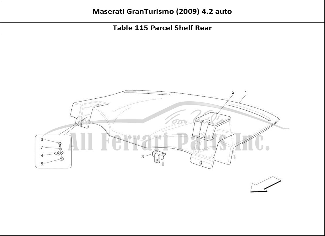 Ferrari Parts Maserati GranTurismo (2009) 4.2 auto Page 115 Rear Parcel Shelf