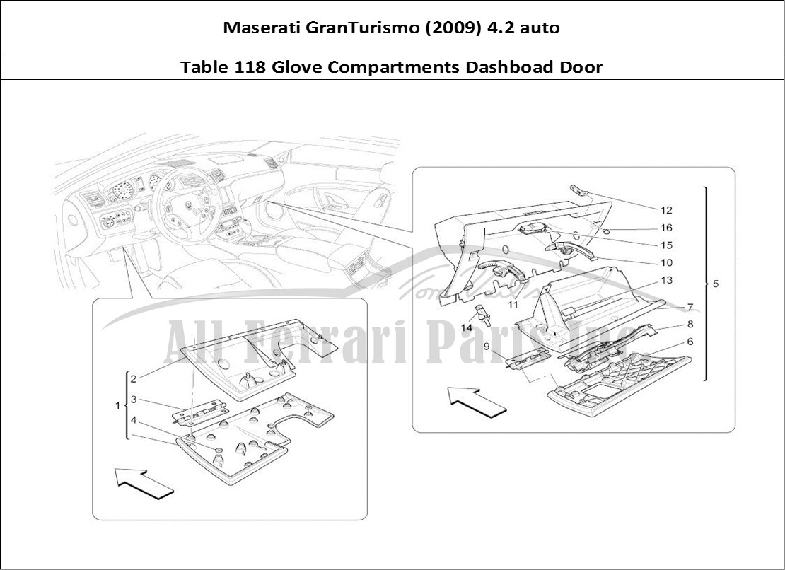 Ferrari Parts Maserati GranTurismo (2009) 4.2 auto Page 118 Glove Compartments