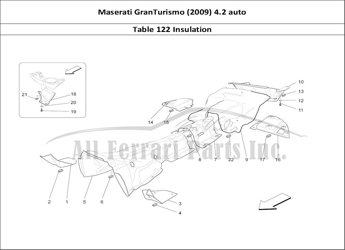 Ferrari Parts Maserati GranTurismo (2009) 4.2 auto Page 122 Thermal Insulating Panels
