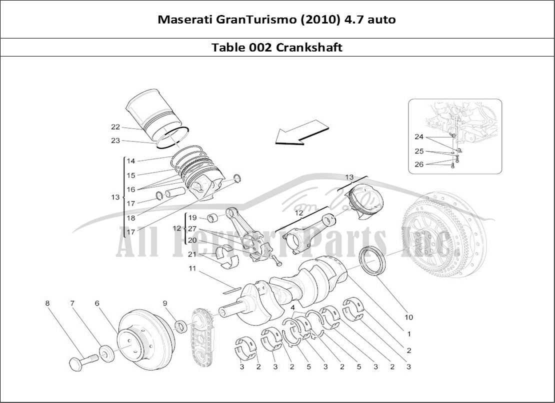 Ferrari Parts Maserati GranTurismo (2010) 4.7 auto Page 002 Crank Mechanism