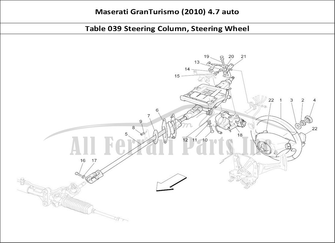 Ferrari Parts Maserati GranTurismo (2010) 4.7 auto Page 039 Steering Column And Steer
