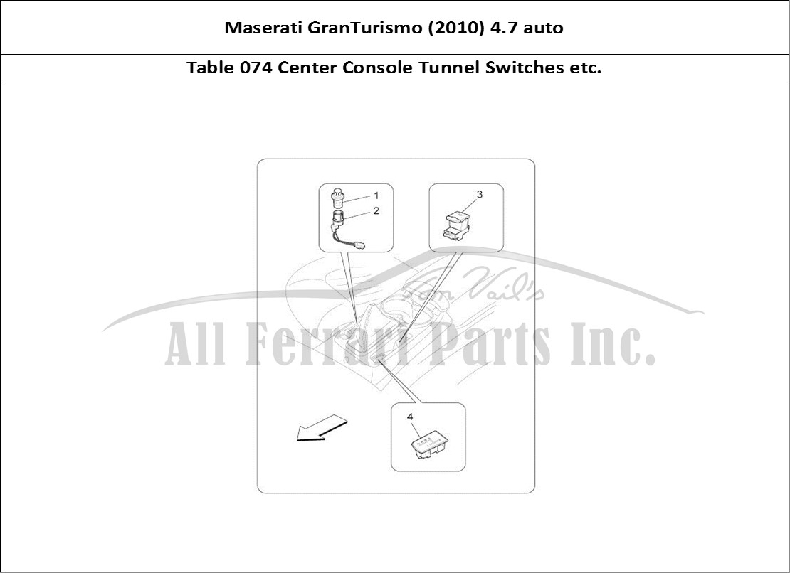 Ferrari Parts Maserati GranTurismo (2010) 4.7 auto Page 074 Centre Console Devices