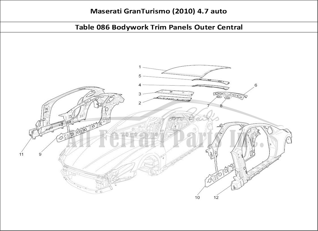 Ferrari Parts Maserati GranTurismo (2010) 4.7 auto Page 086 Bodywork And Central Oute