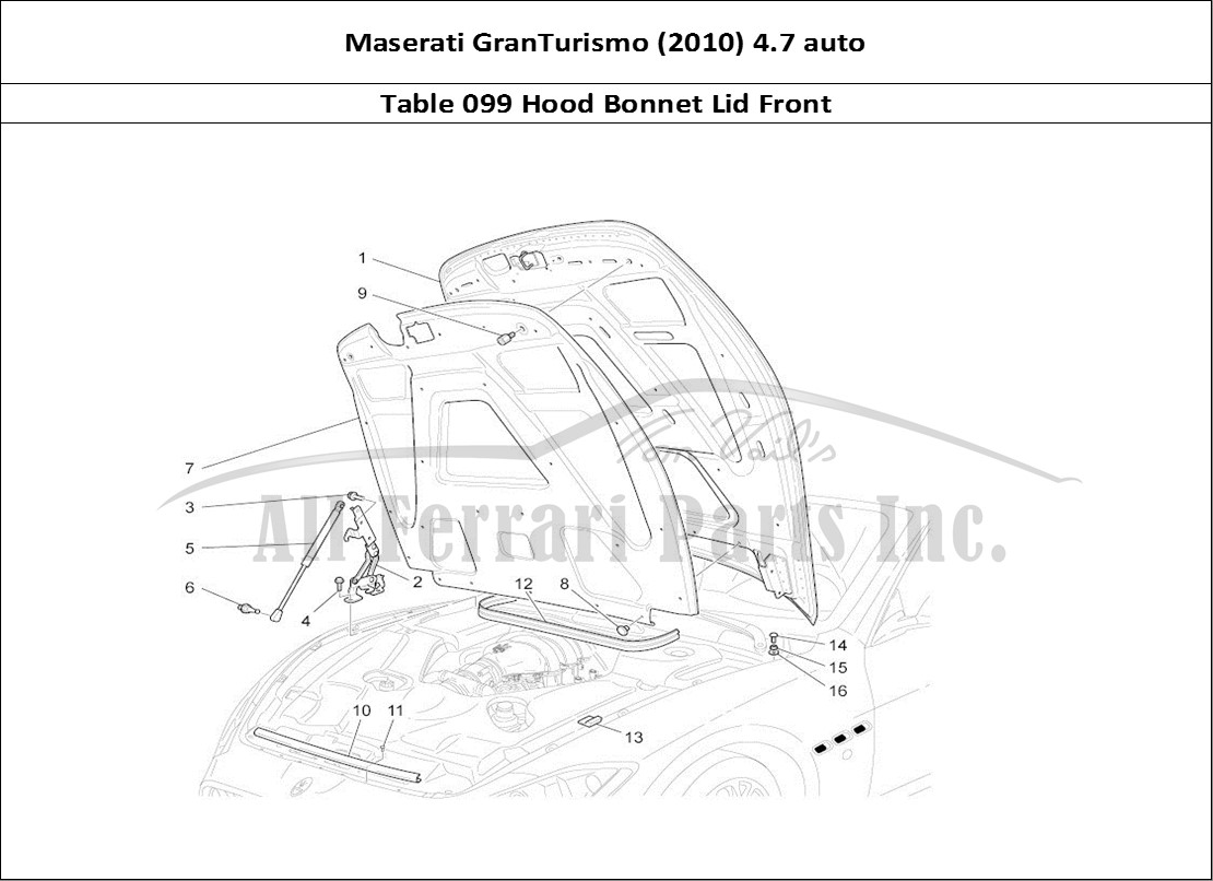 Ferrari Parts Maserati GranTurismo (2010) 4.7 auto Page 099 Front Lid